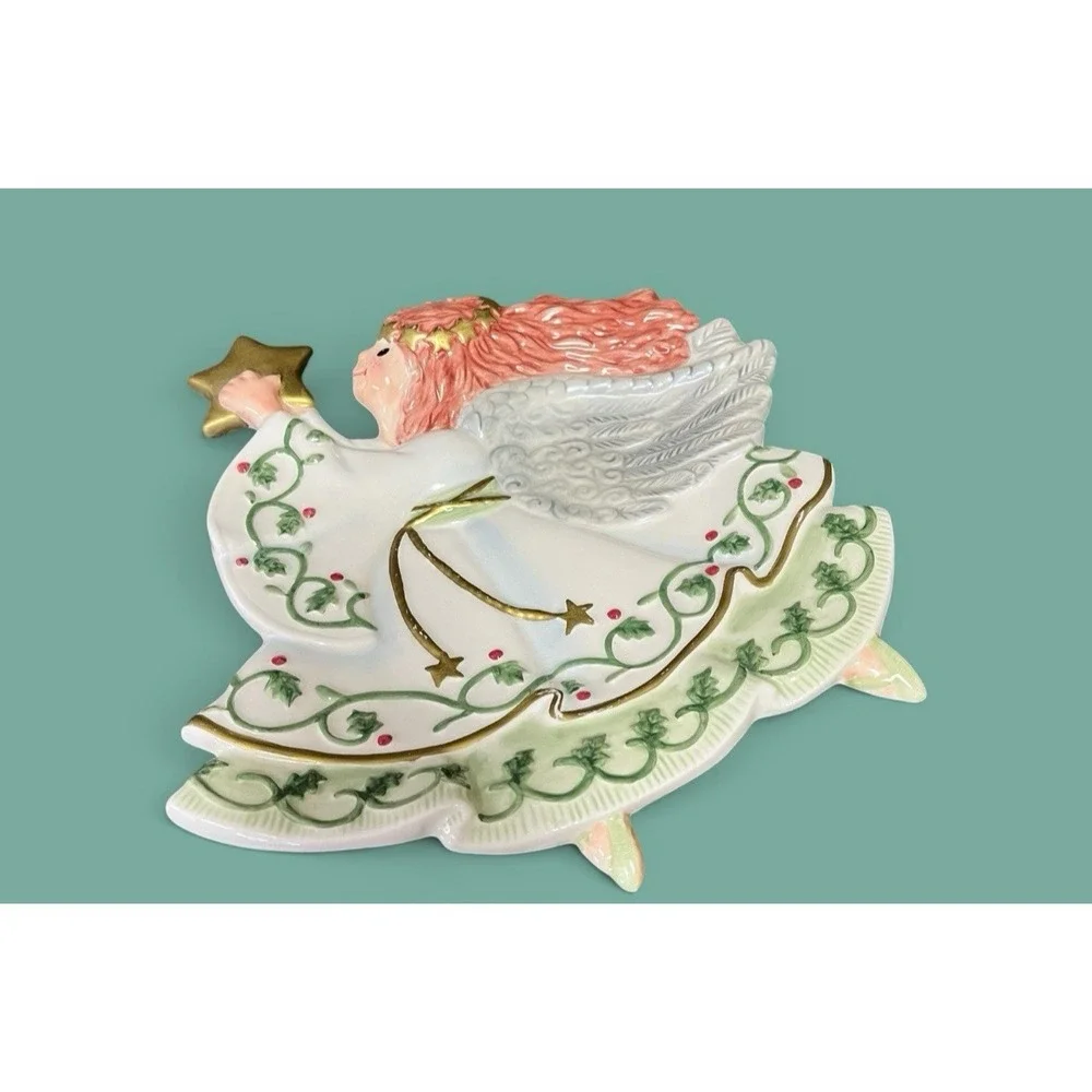 Fitz & Floyd Essentials Moonbeams Angel Canape Serving Decorative Plate 2003 Vtg